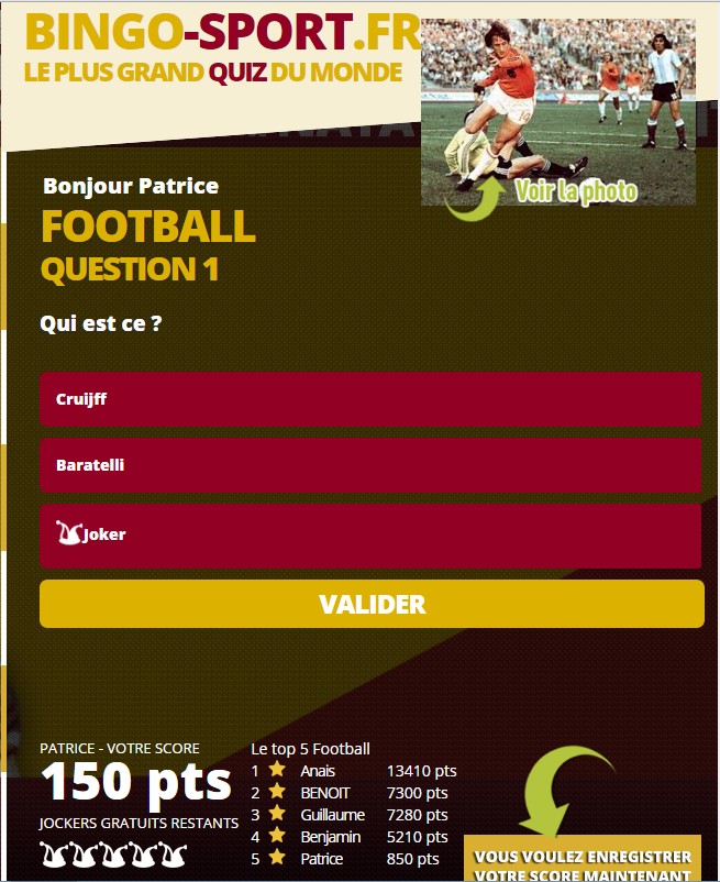 Si vous aimez le sport, il y a obligatoirement un quiz qui vous intéresse